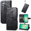 Custodia in pelle goffrata con motivo a farfalla e fiori per Samsung Galaxy A26 (nera)