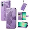 Custodia in pelle goffrata con motivo a farfalla e fiori per Samsung Galaxy A26 (lavanda)
