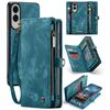 Custodia in pelle multifunzionale staccabile CaseMe 008 per Samsung Galaxy S25 Edge 5G (blu)