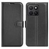 Custodia per telefono in pelle con texture litchi e supporto per Honor X8c (nera)