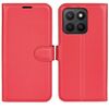Custodia per telefono in pelle con texture litchi e supporto per Honor X8c (rosso)