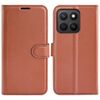 Custodia per telefono in pelle con flip orizzontale e texture Litchi per Honor X8c con supporto (marrone)