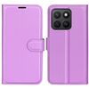 Custodia per telefono in pelle con flip orizzontale e texture Litchi per Honor X8c con supporto (viola)