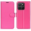 Custodia per telefono in pelle con flip orizzontale e texture Litchi per Honor X8c con supporto (rosso rosa)