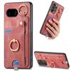 Custodia per telefono con anello e passante per Google Pixel 9a, effetto pelle retrò (rosa)