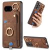 Custodia per telefono con anello e passante per Google Pixel 9a, effetto pelle retrò (marrone)