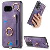 Custodia per telefono con anello e passante per Google Pixel 9a, effetto pelle retrò (viola)