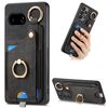 Custodia per telefono con anello e passante per Google Pixel 9a, effetto pelle retrò (nero)
