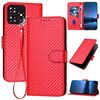 Custodia in pelle con fibbia in fibra di carbonio e cordino per ZTE Blade A73 4G / Blade V50 Design 4G YX0070 (rosso)
