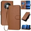 Custodia in pelle con fibbia in fibra di carbonio per ZTE Voyage 41 5G YX0070 con cordino (caffè)
