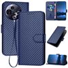 Custodia in pelle con fibbia in fibra di carbonio per TCL 50 NxtPaper YX0070 con cordino (blu reale)