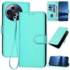 Custodia per telefono in pelle con fibbia in fibra di carbonio e cordino per TCL 50 Pro NxtPaper YX0070 (azzurro chiaro)