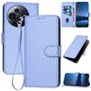 Custodia per telefono in pelle con fibbia in fibra di carbonio e cordino per TCL 50 Pro NxtPaper YX0070 (viola chiaro)