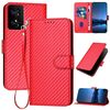 Custodia in pelle con fibbia in fibra di carbonio e cordino per TCL 50 SE / 40 NxtPaper 4G YX0070 (rosso)