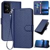 Custodia in pelle con fibbia in fibra di carbonio e cordino per TCL 50 SE / 40 NxtPaper 4G YX0070 (blu reale)