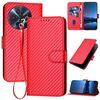 Custodia per telefono in pelle con fibbia in fibra di carbonio NxtPaper YX0070 per TCL 50 XL 5G / 50 XL con cordino (rosso)