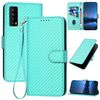 Custodia in pelle con fibbia in fibra di carbonio per TCL Stylus 5G YX0070 con cordino (azzurro)