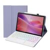Custodia per tablet in pelle con tastiera Bluetooth retroilluminata staccabile ultrasottile con touchpad per Lenovo Tab 10.1 / ZhaoYang K10C 10.1 AM29-AS (bianco lavanda)