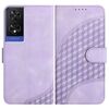 Custodia in pelle con cordino per telefono TCL 505 YX0060 con stampa a testa di elefante (viola chiaro)