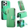 Custodia in pelle con cerniera ad anello per iPhone 16 Pro Max, anti-RFID, MagSafe (verde)