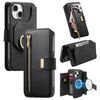 Custodia in pelle con protezione RFID e MagSafe per iPhone 15 (nero)
