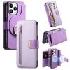 Custodia in pelle con cerniera ad anello per iPhone 14 Pro Max, anti-RFID, MagSafe (viola)