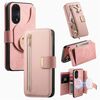 Custodia in pelle con blocco RFID e MagSafe per OPPO Reno8 T 5G / A1 Pro con portafoglio ad anello con cerniera (rosa)