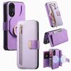 Custodia in pelle con cerniera ad anello per OPPO Reno8 T 5G / A1 Pro, anti-RFID, con protezione MagSafe (viola)