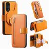 Custodia in pelle con blocco RFID e MagSafe per OPPO Reno8 T 5G / A1 Pro con portafoglio ad anello con cerniera (arancione)