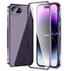 Custodia per telefono in vetro temperato HD con doppia fibbia magnetica per iPhone 16e (viola)