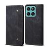 Custodia a libro in pelle con texture denim per Motorola Edge 60 Fusion (nera)