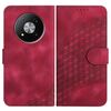 Custodia in pelle con cordino per ZTE Fresh 50 YX0060 con stampa a testa di elefante (rosso rosa)