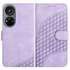 Custodia in pelle con cordino per ZTE Voyage 40 YX0060 con stampa a testa di elefante (viola chiaro)