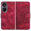 Custodia in pelle con cordino per ZTE Voyage 40 YX0060 con stampa a testa di elefante (rosso rosa)