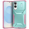 Custodia per telefono con schermo scorrevole Camshield per Samsung Galaxy S25 Edge 5G (rosa + grigio verde)