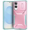 Custodia per telefono con schermo scorrevole Camshield per Samsung Galaxy S25 Edge 5G (grigio verde + rosa)