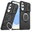 Custodia per telefono con supporto ad anello scorrevole Camshield per Samsung Galaxy S25 Edge 5G (nera)