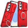 Custodia per telefono con supporto ad anello scorrevole Camshield per Samsung Galaxy S25 Edge 5G (rossa)