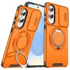 Custodia per telefono con supporto ad anello scorrevole Camshield per Samsung Galaxy S25 Edge 5G (arancione)