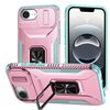 Custodia per telefono con supporto scorrevole Camshield per iPhone 16e (grigio verde + rosa)