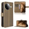 Custodia in pelle con texture a diamante per Xiaomi Poco F7 Pro 5G / F7 Ultra (marrone)
