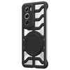 Custodia per telefono MagSafe con supporto girevole in fibra di carbonio cava globale per OPPO Reno12 Pro (nero)