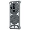 Custodia per telefono MagSafe con supporto girevole in fibra di carbonio cava per OPPO Find X7 (grigio)
