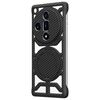 Custodia per telefono MagSafe con supporto girevole in fibra di carbonio cava per OPPO Find X7 (nera)