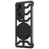 Custodia per telefono MagSafe con supporto girevole in fibra di carbonio cava per Honor 200 Pro (nera)