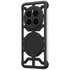 Custodia per telefono MagSafe con supporto girevole in fibra di carbonio cava per Honor Magic7 Pro (nera)