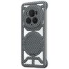 Custodia per telefono MagSafe con supporto girevole in fibra di carbonio cava per Honor Magic6 Pro (grigio)