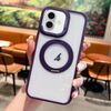 Custodia trasparente con supporto ad anello MagSafe per iPhone 16 Plus (viola)