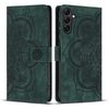 Custodia per telefono in pelle smerigliata retrò con motivo mandala in rilievo per Samsung Galaxy S23 FE 5G (verde)