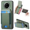 Custodia a portafoglio con supporto verticale in fibra di carbonio per Huawei Mate 70 Pro (verde)